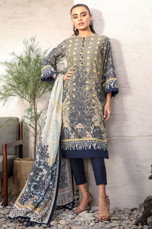 Alkaram - Three Piece Printed Suit With Cotton Net Dupatta