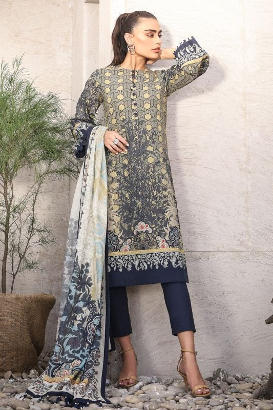 Alkaram - Three Piece Printed Suit With Cotton Net Dupatta