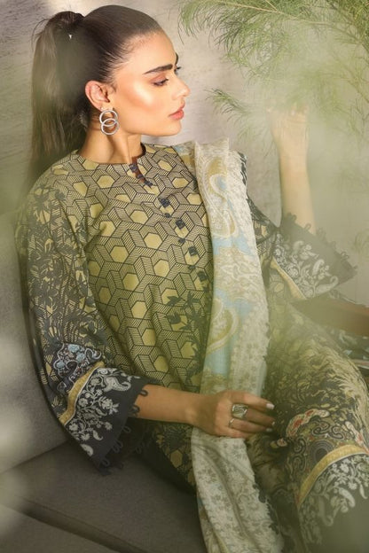 Alkaram - Three Piece Printed Suit With Cotton Net Dupatta