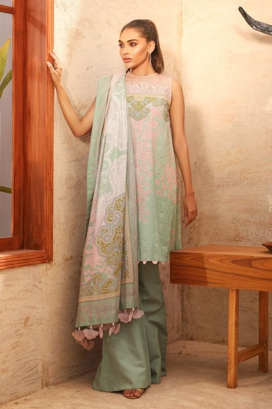 Alkaram - Three Piece Printed Suit With Cotton Net Dupatta