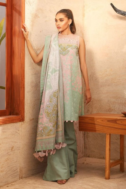 Alkaram - Three Piece Printed Suit With Cotton Net Dupatta