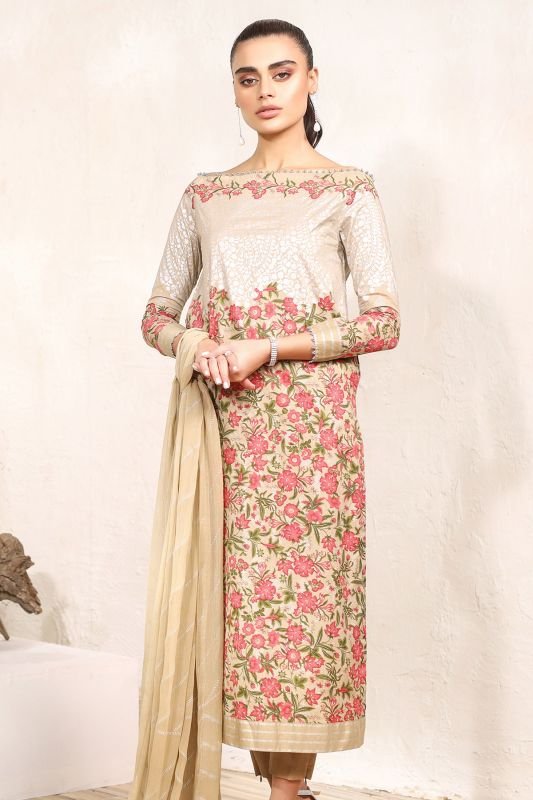 Alkaram - Three Piece Printed Suit With Chiffon Dupatta