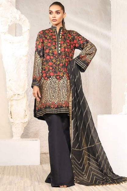 Alkaram - Three Piece Printed Suit With Chiffon Dupatta