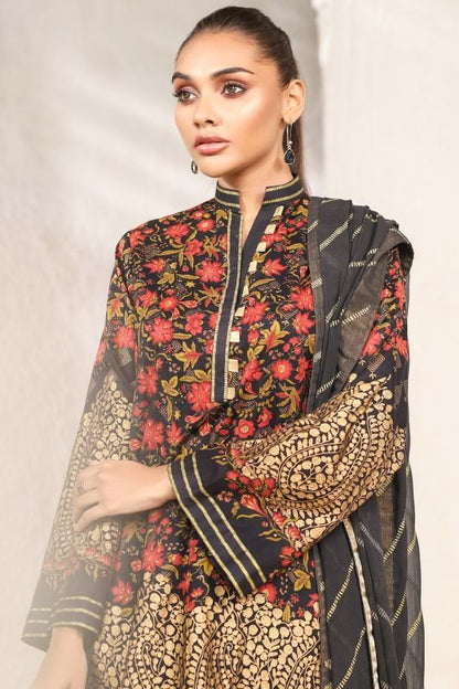 Alkaram - Three Piece Printed Suit With Chiffon Dupatta