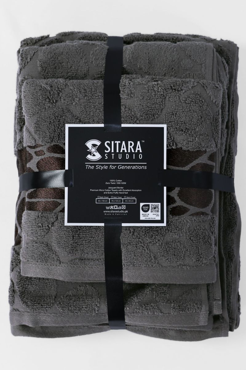 Jacquard Towel - Charcoal grey