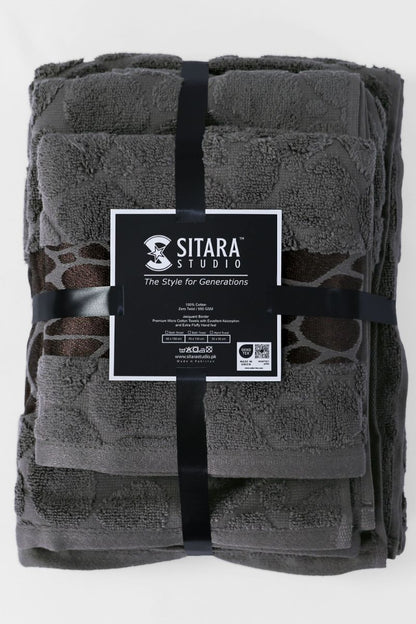 Jacquard Towel - Charcoal grey