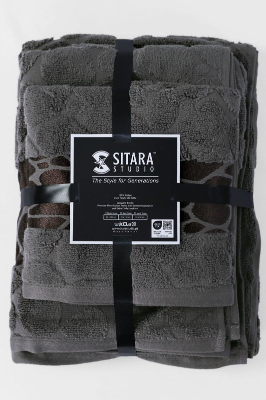 Jacquard Towel - Charcoal grey