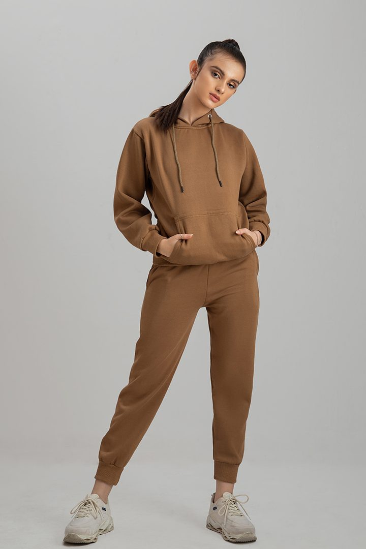 Decuir - Tracksuit camel Brown with warm hoodie and pants