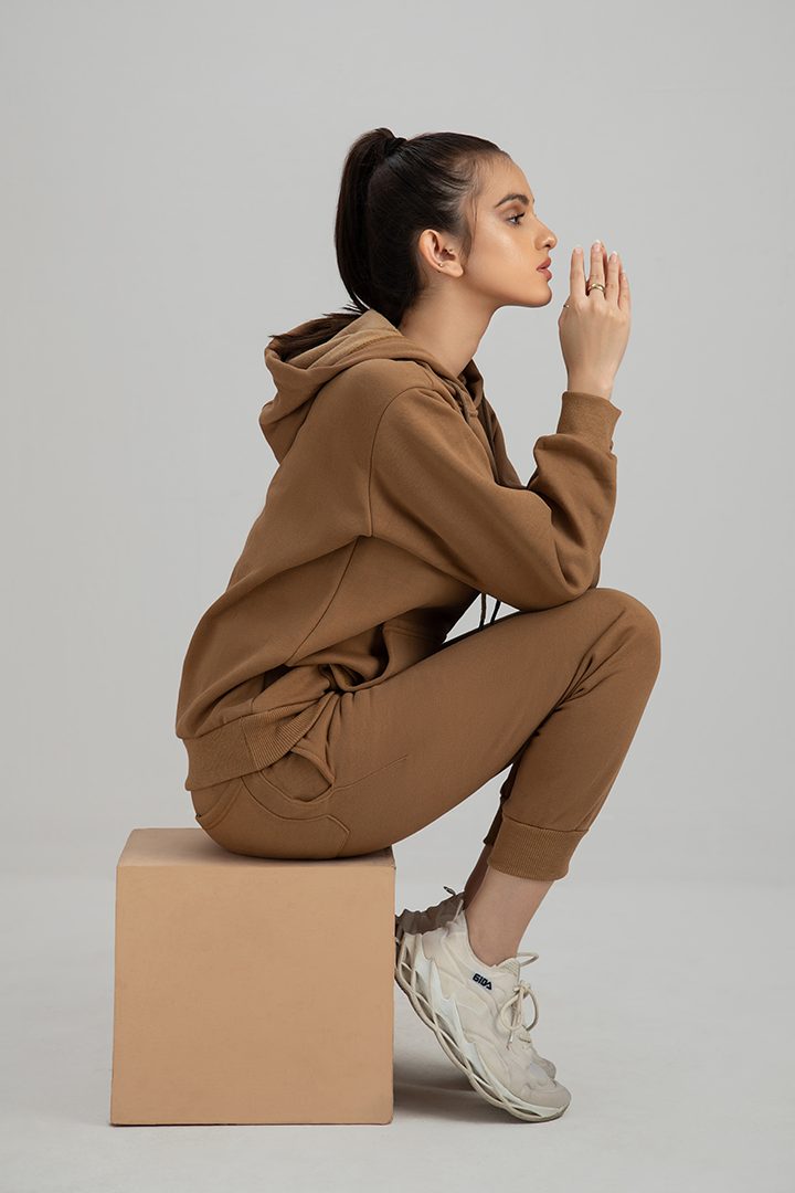 Decuir - Tracksuit camel Brown with warm hoodie and pants