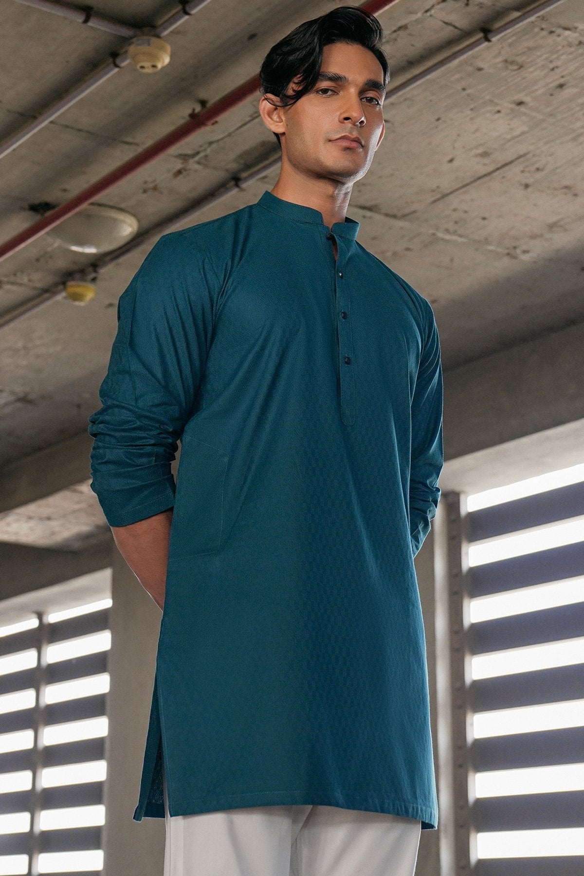 Dyed Jacquard Kurta