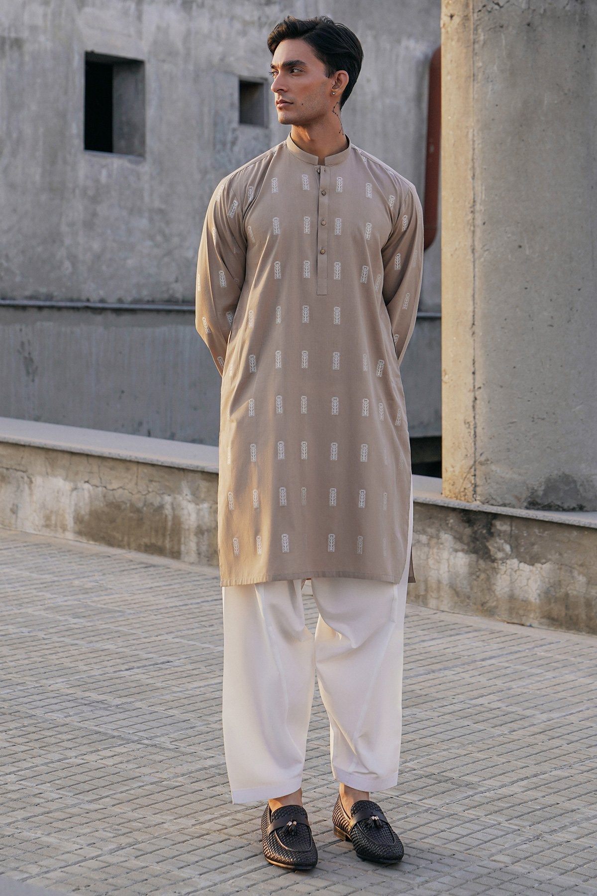Dyed Jacquard Kurta