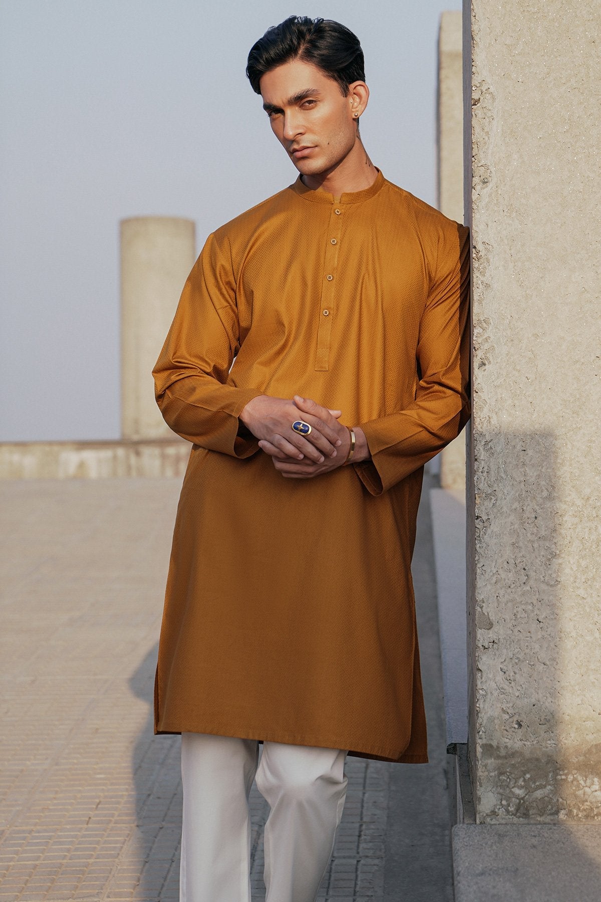 Dyed Jacquard Kurta