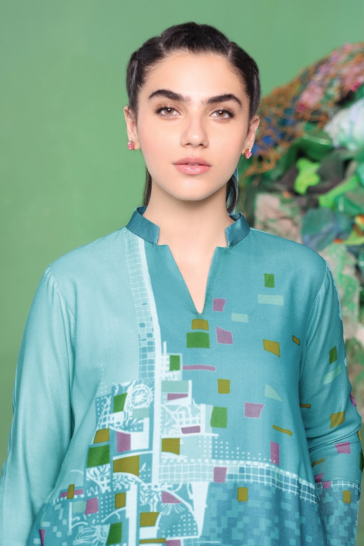 2 Pc Printed Twill Linen Outfit