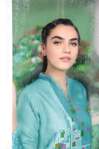 2 Pc Printed Twill Linen Outfit
