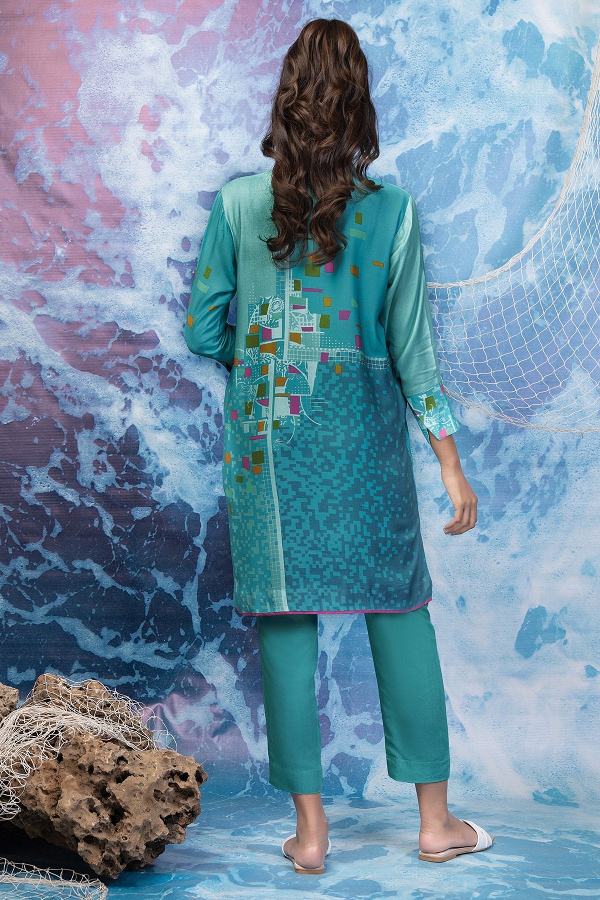 2 Pc Printed Twill Linen Outfit