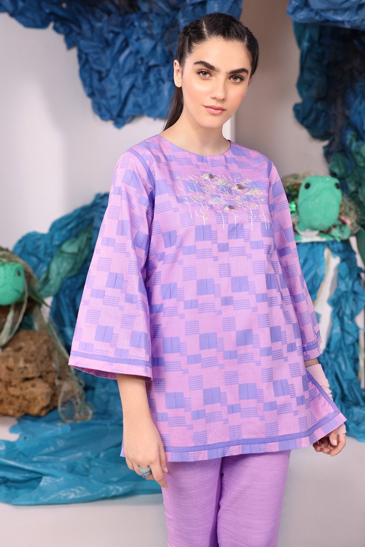 Alkaram - 2 Pc Embroidered Jacquard Suit With Dyed Khaddar Trouser