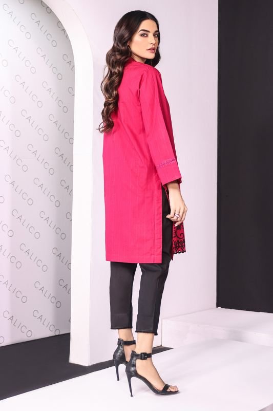 Dyed Embroidered Dobby Kurti