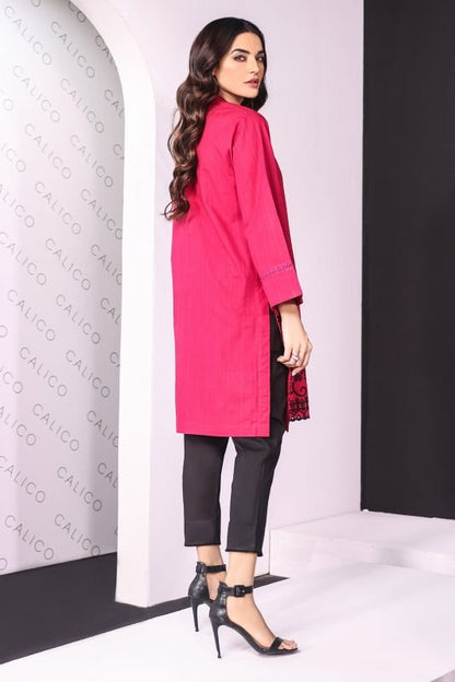 Dyed Embroidered Dobby Kurti