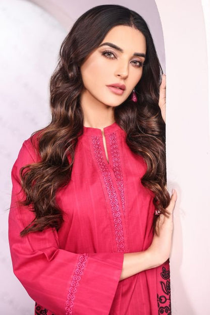 Dyed Embroidered Dobby Kurti
