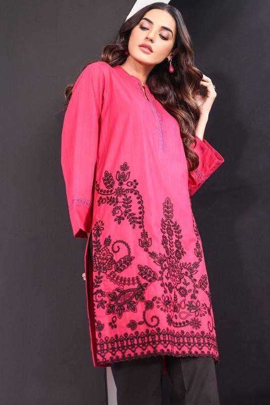 Dyed Embroidered Dobby Kurti