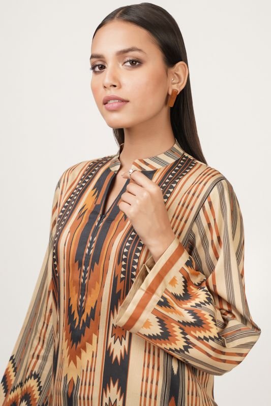 Printed Cotton Satin Kurti