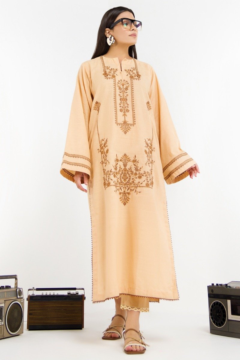 Dyed Embroidered Khaddar Kurti