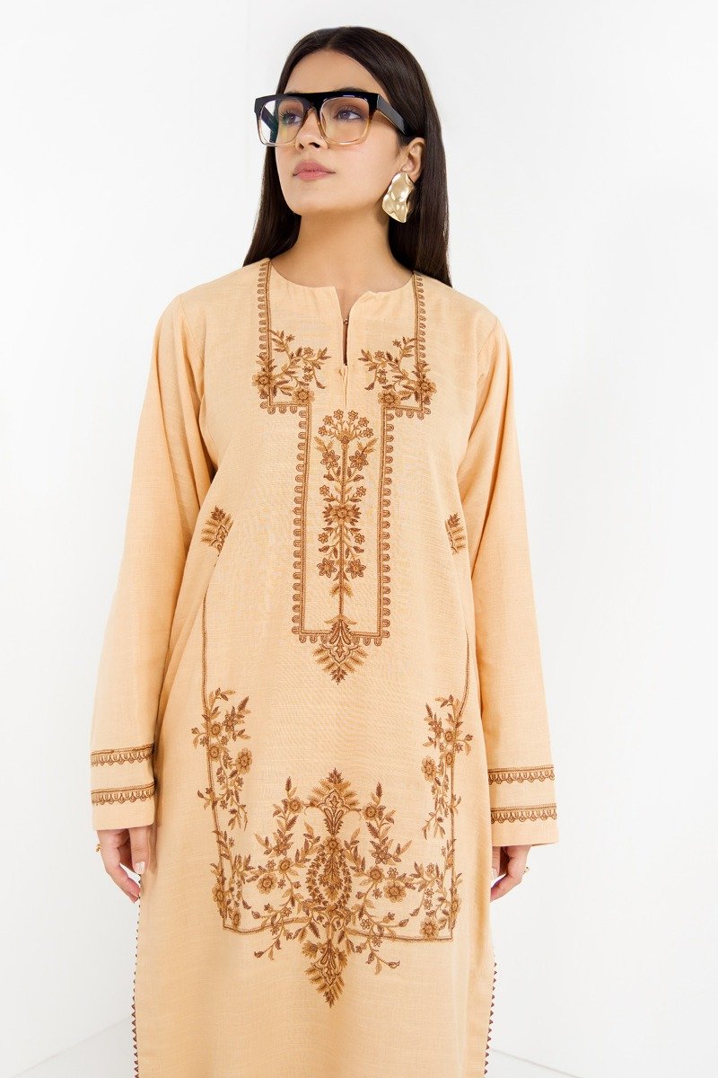 Dyed Embroidered Khaddar Kurti
