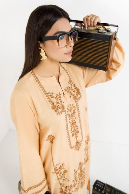 Dyed Embroidered Khaddar Kurti