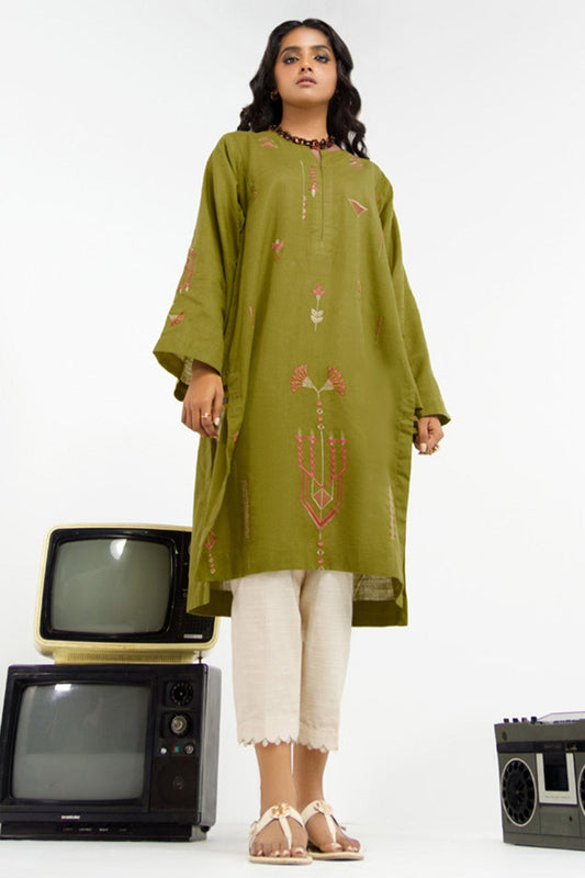 Dyed Embroidered Khaddar Kurti