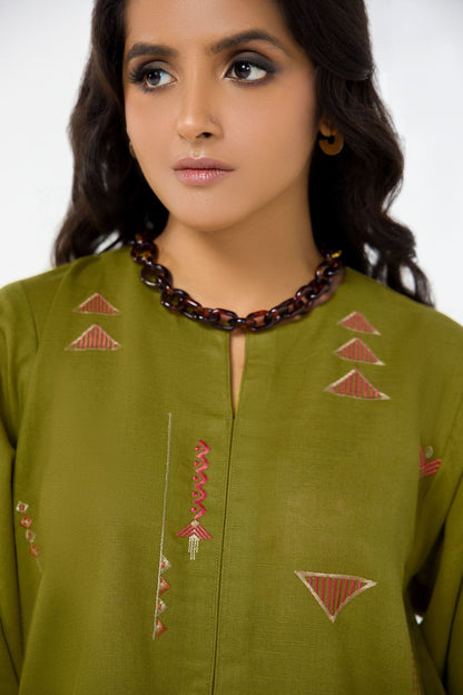 Dyed Embroidered Khaddar Kurti