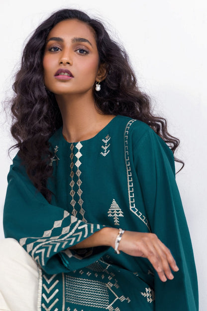 Dyed Embroidered Khaddar Kurti