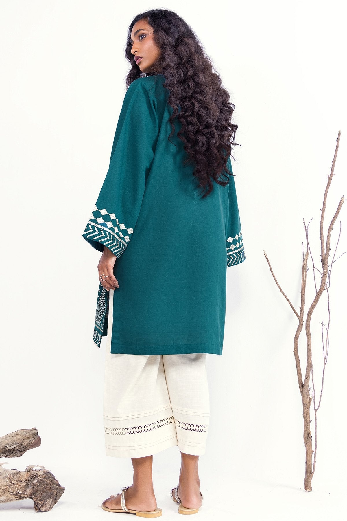 Dyed Embroidered Khaddar Kurti