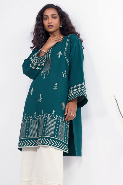 Dyed Embroidered Khaddar Kurti