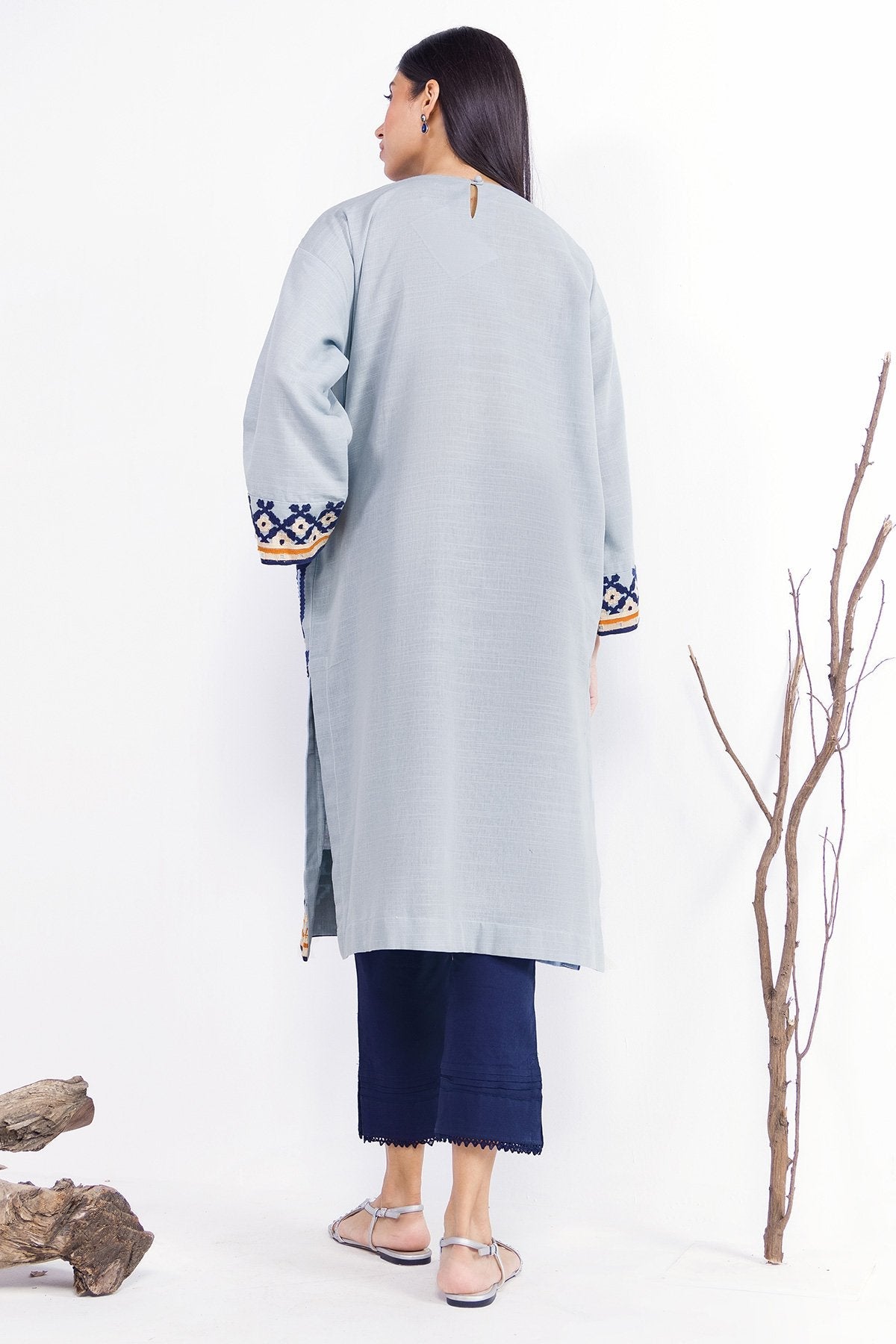 Dyed Embroidered Khaddar Kurti