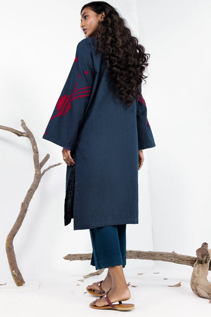 Dyed Embroidered Khaddar Kurti
