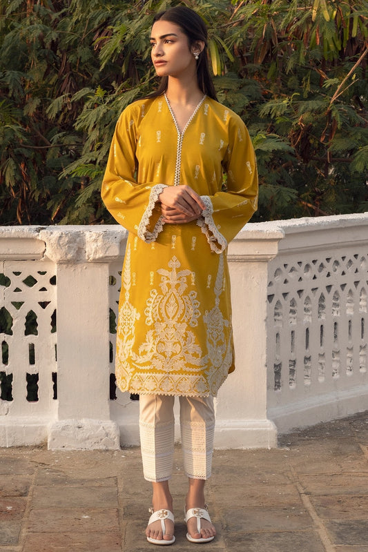 Dyed Embroidered Jacquard Kurti