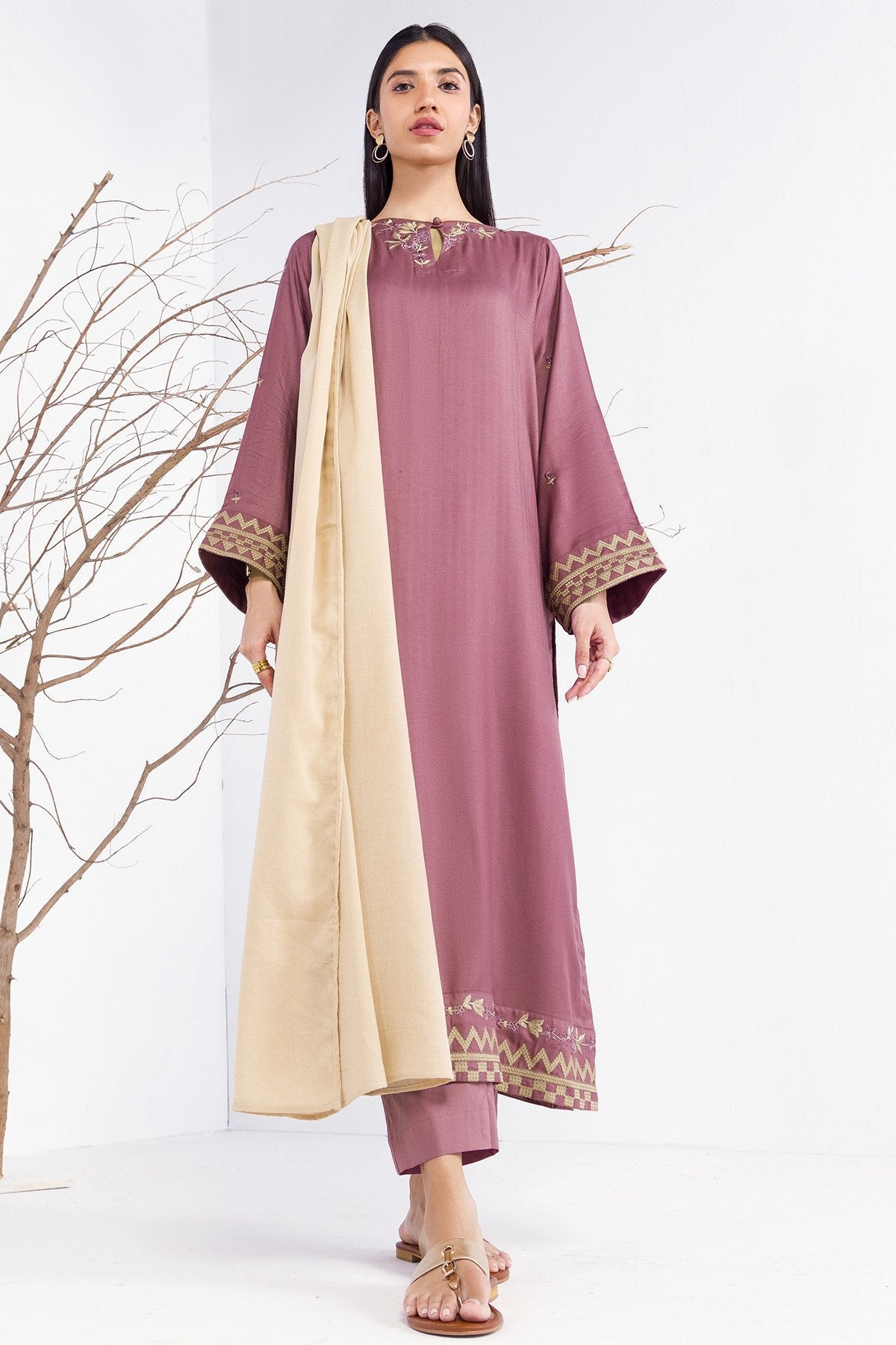 3 Pc Embroidered Viscose Outfit