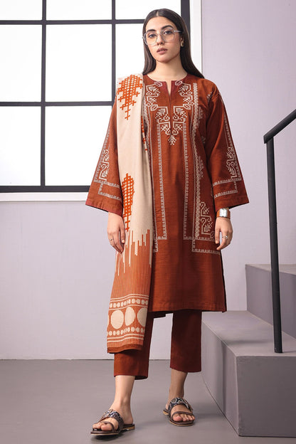 3 Pc Embroidered Khaddar Outfit