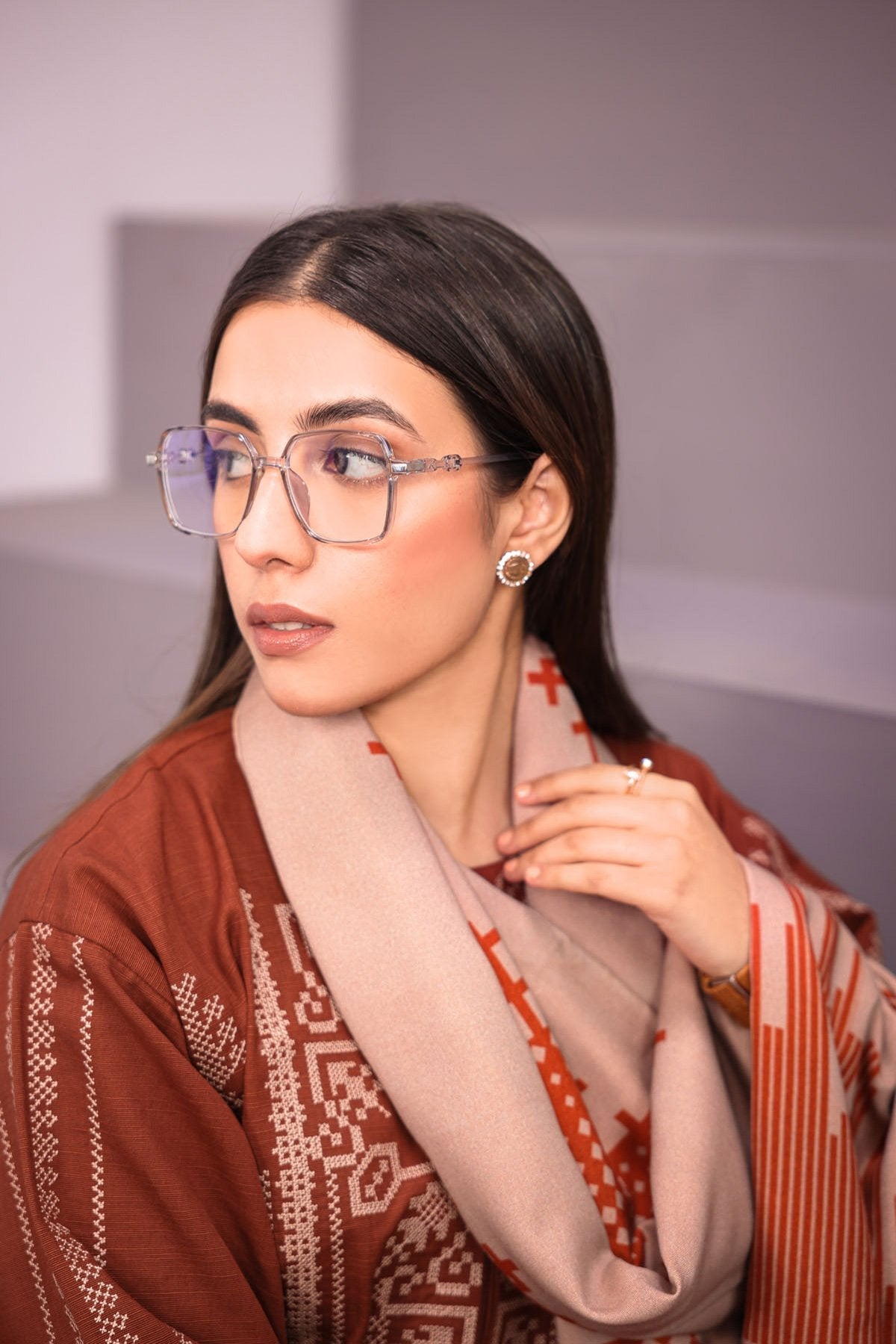 3 Pc Embroidered Khaddar Outfit