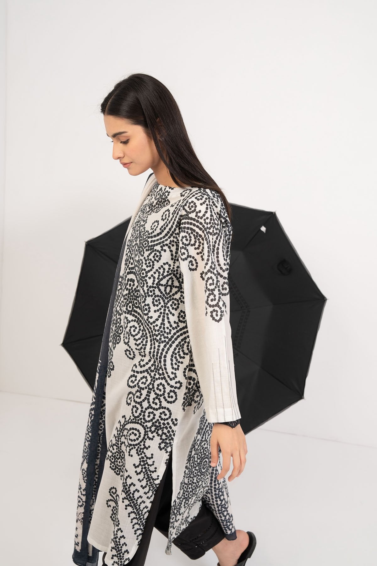 Alkaram - Printed Slub Lawn Kurti
