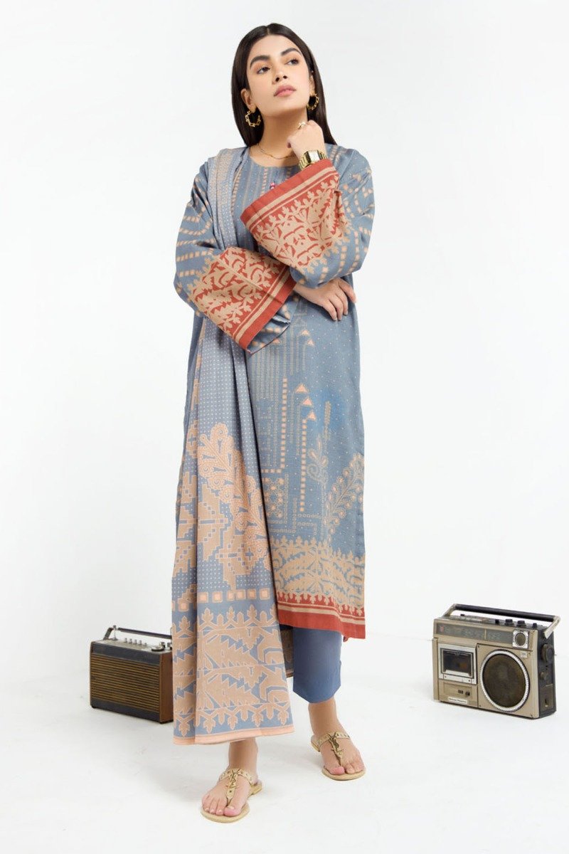 3 Pc Printed Khaddar Outfit