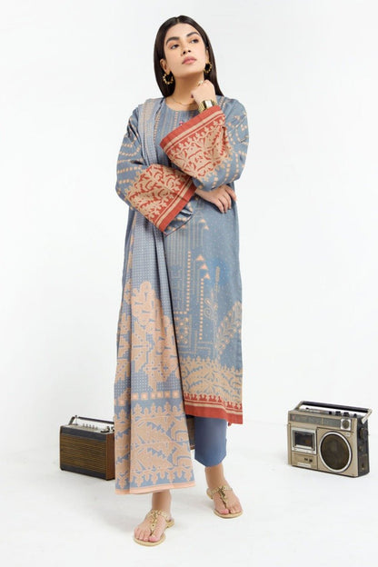 3 Pc Printed Khaddar Outfit