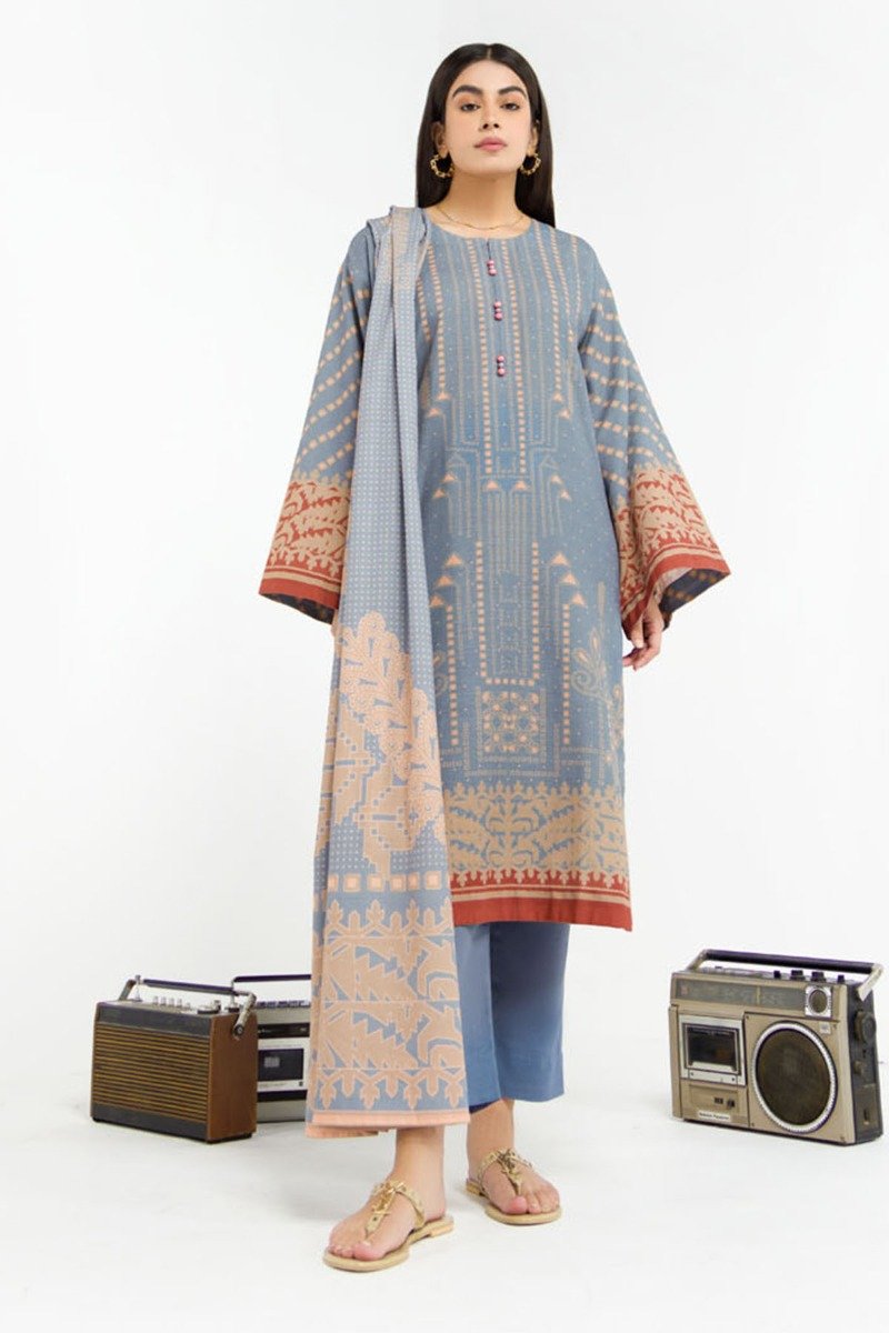 3 Pc Printed Khaddar Outfit