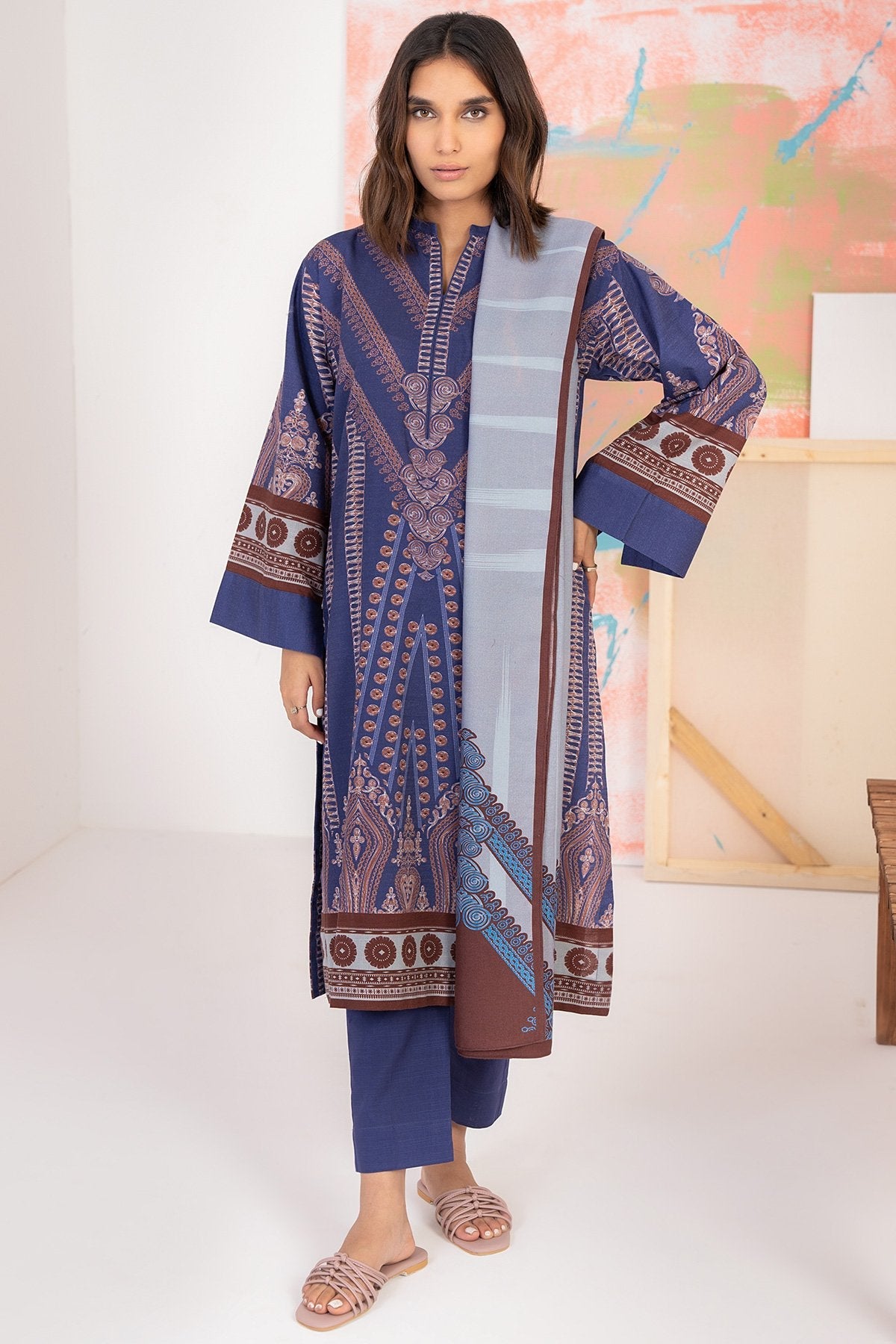 3 Pc Printed Khaddar Outfit