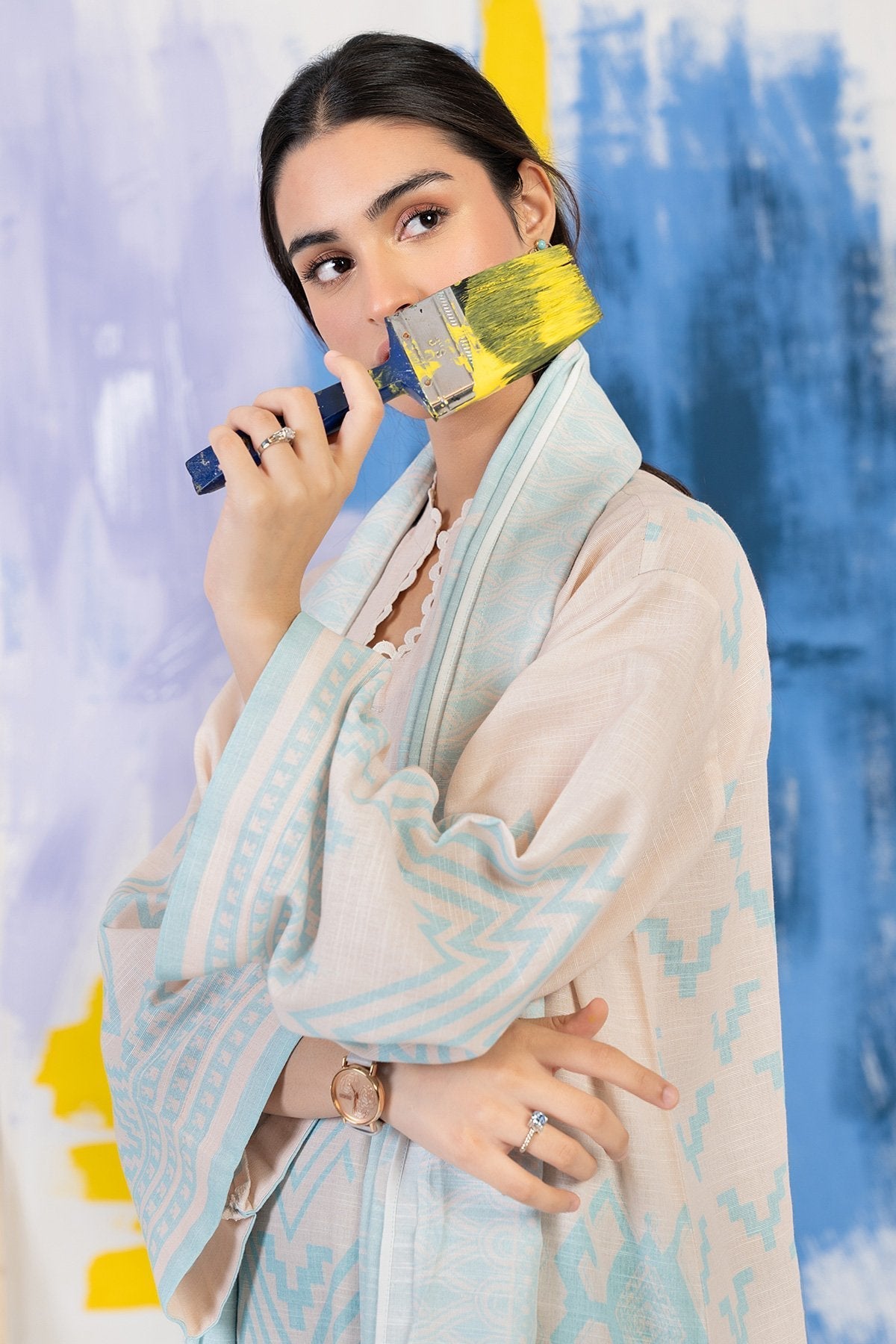 3 Pc Printed Khaddar Outfit