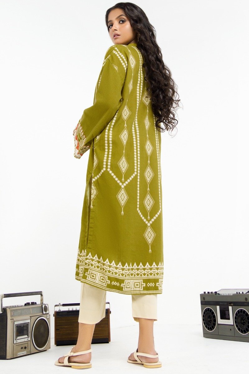 Printed Embroidered Khaddar Kurti