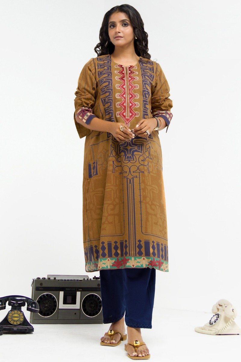 Printed Embroidered Khaddar Kurti