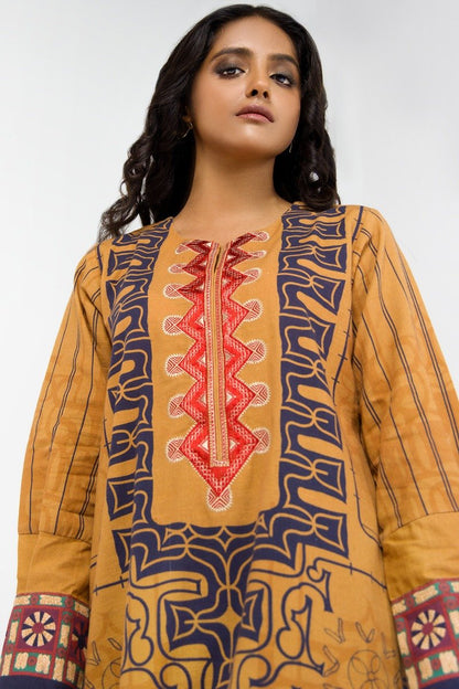 Printed Embroidered Khaddar Kurti