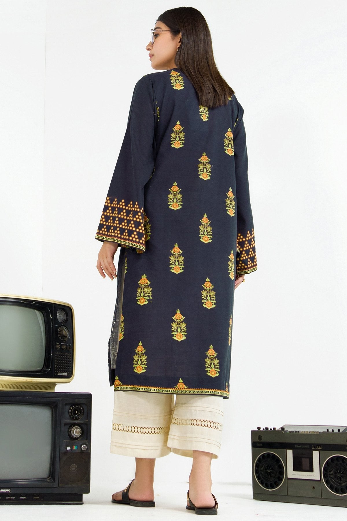 Printed Embroidered Khaddar Kurti